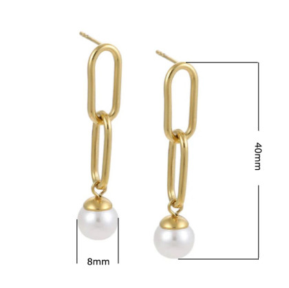 Pozlacené visací náušnice s perlou ESS718