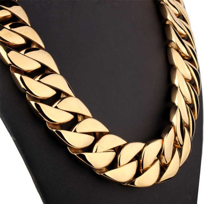 Zlatý masivní ocelový řetěz na krk WJHN01-GD