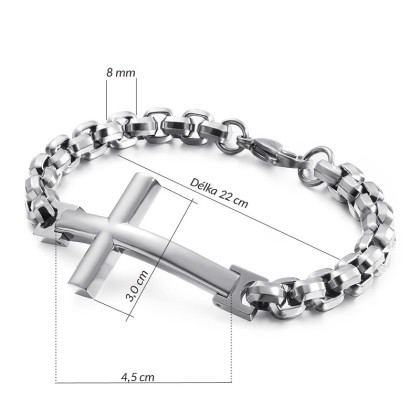 Náramek kříž chirurgická ocel WJHB372