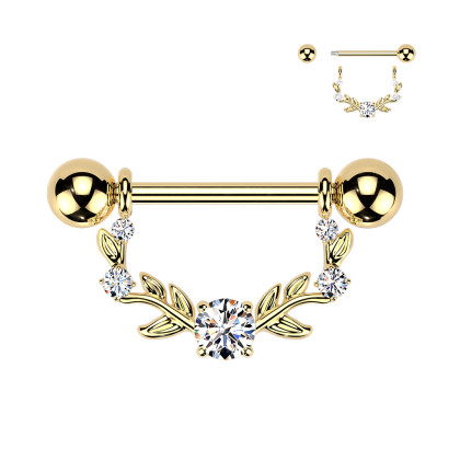 Piercing bradavky s přívěskem SEKSQ0151GD