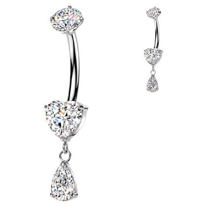 Titanový piercing pupíku srdce SETIN74ST