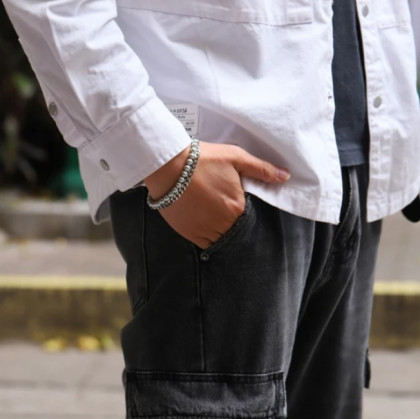 Náramek z chirurgické oceli a perel BSS929G