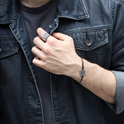 Pánský minimalistický náramek z kůže a oceli BSS870