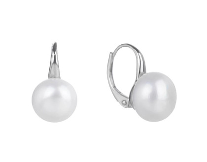 Dámské stříbrné náušnice s říční perlou 30747204