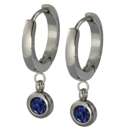 Kruhové náušnice z chirurgické oceli se zirkonem ESS651BK