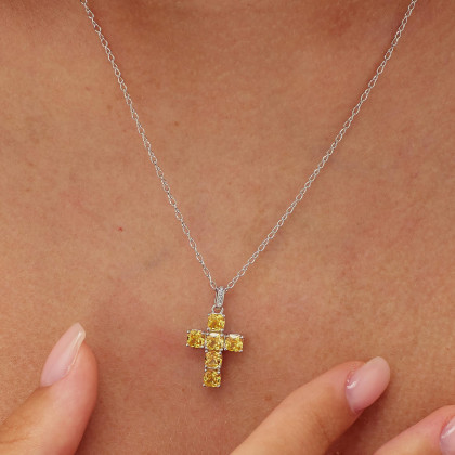 Přívěšek křížek se zirkony Brosway Fancy Energy Yellow FEY03