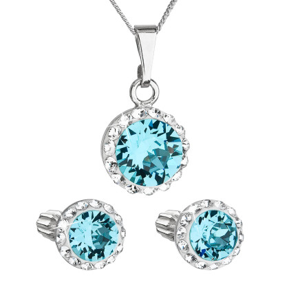 Sada stříbrných šperků s kamínky Swarovski 39352.3 Modrá