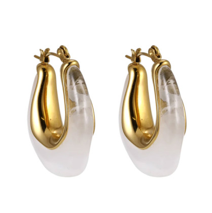 Moderní ocelové náušnice MESS45 - White