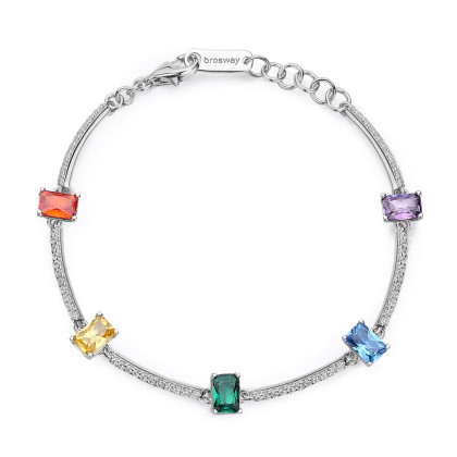 Elegantní stříbrný náramek se zirkony Brosway Fancy Joyful Rainbow FJR05