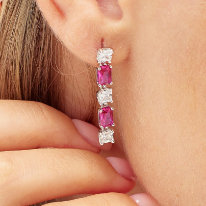 Visací náušnice se zrkony Brosway Fancy Passion Ruby FPR19