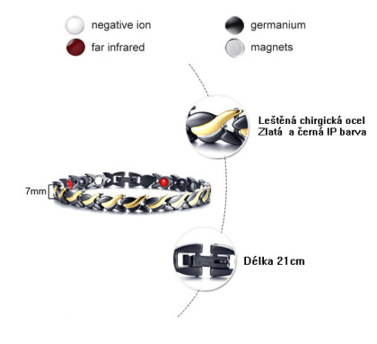 Ocelový magnetický náramek JCFSBRM051BK