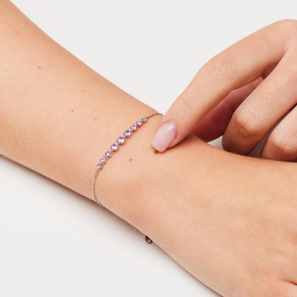 Jemný náramek stříbrný náramek se zirkony Brosway Fancy Vibrant Pink FVP118