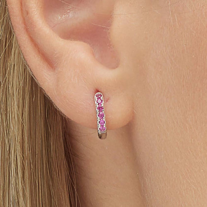 Náušnice kroužek se zirkony Brosway Fancy Passion Ruby FPR84