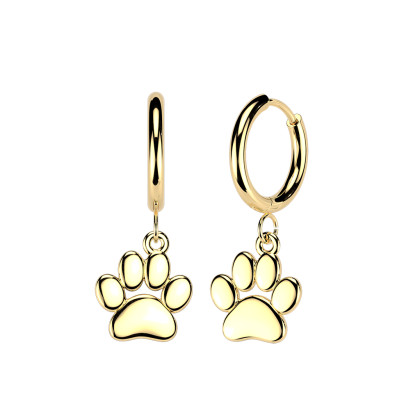 Ocelové náušnice kroužky psí tlapky SESE5161-ST