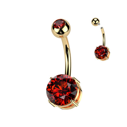 Zlatý piercing do břicha z titanu SETIN60GD-CZ