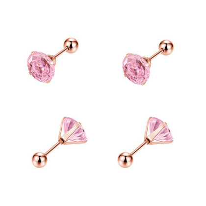 Náušnice na šroubek z chirurgické oceli WJHE1246-Pink