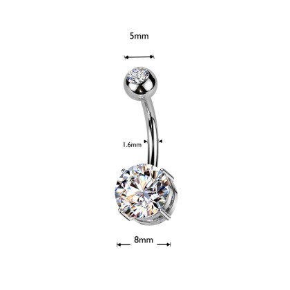 Piercing do břicha titan se zirkony SETIN60