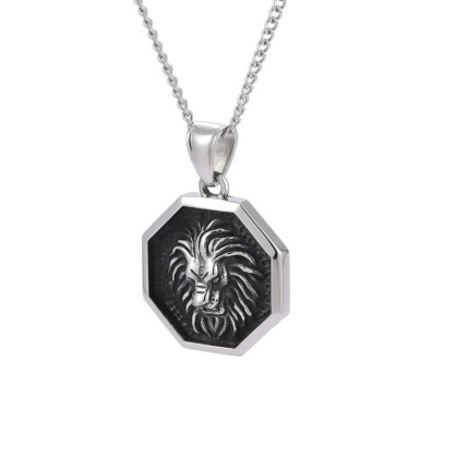 Přívěsek z chirurgické oceli lev + řetízek PSS1125