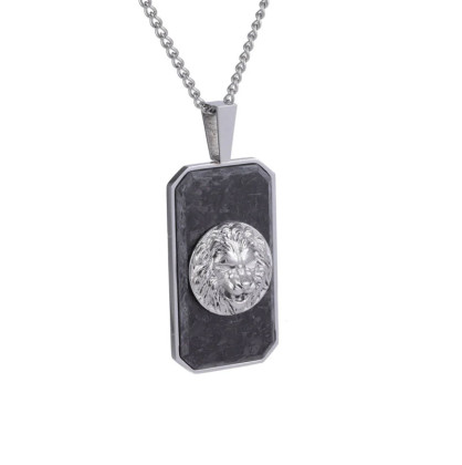 Přívěsek lev z chirurgické oceli a kovaného uhlíku PSS1178