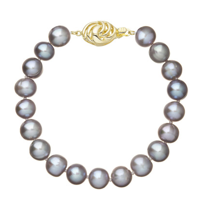 Perlový náramek z říčních perel 923010.3/9265A grey