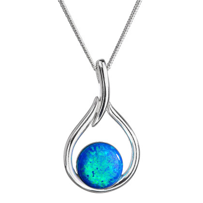 Stříbrný náhrdelník s opálem 12045.3 modrá