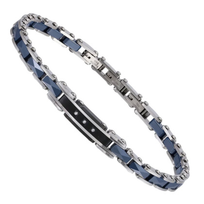 Náramek z keramiky a chirurgické oceli CBS31 - Navy Blue