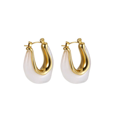 Netradiční náušnice z chirurgické oceli s pryskyřicí MESS45 - White