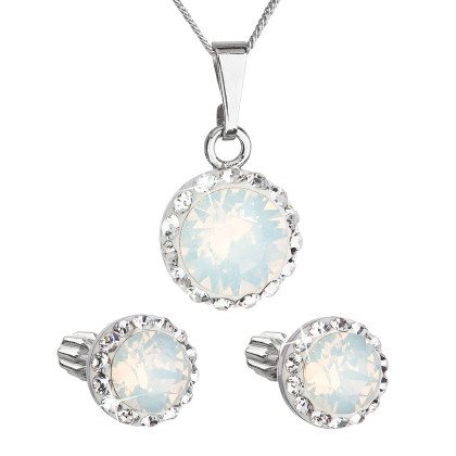 Sada stříbrných šperků s kamínky Swarovski 39352.7 Bílý opál