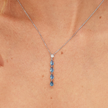 Dámský náhrdelník stříbro se zirkony Brosway Fancy Freedom Blue FFB110