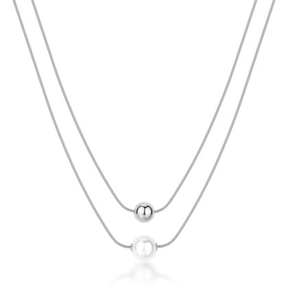 Stylový náhrdelník z chirurgické oceli s perlou Brosway PERFECT BPC46