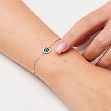 Jemný stříbrný náramek se zirkony Brosway Fancy Life Green FLG139