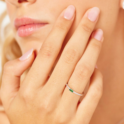 Stylový dámský prstýnek se zirkony Brosway Fancy Life Green FLG148