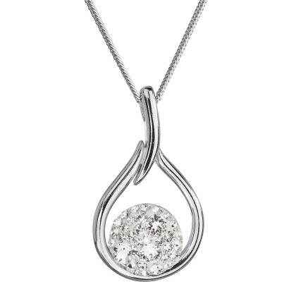 Stříbrný náhrdelník s krystaly 32075.1 bílá