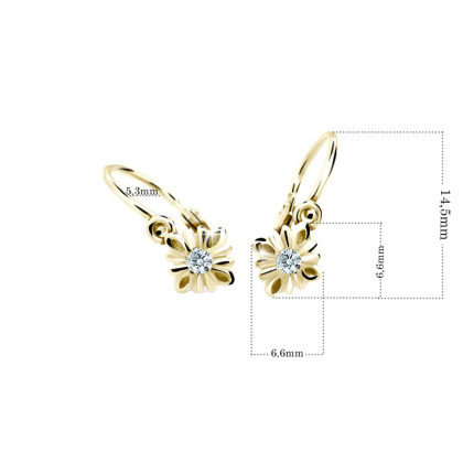 Dětské náušnice zlaté C2261-rozměry