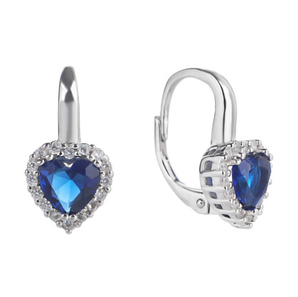 Stříbrné náušnice se zirkony 3093940002 - Srdce