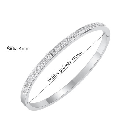 Pevný ocelový náramek s kamínky SEGH991