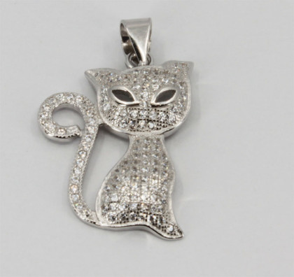 Stříbrný přívěšek kočka 302945006