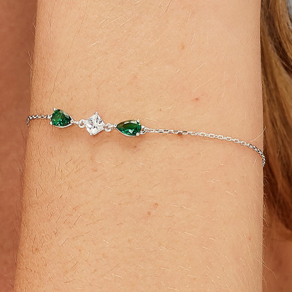 Náramek se zirkony stříbrná Brosway Fancy Life Green FLG112