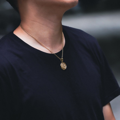 Pánský pozlacený náhrdelník chirurgická ocel PSs1162GD