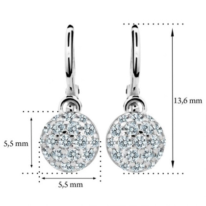 Dětské náušnice se zirkony bílé zlato Cutie Jewellery C2150B-Rozměry