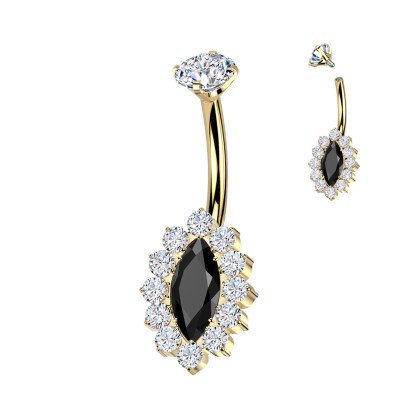 Titanový piercing do pupíku se zirkony SETIN58-ST