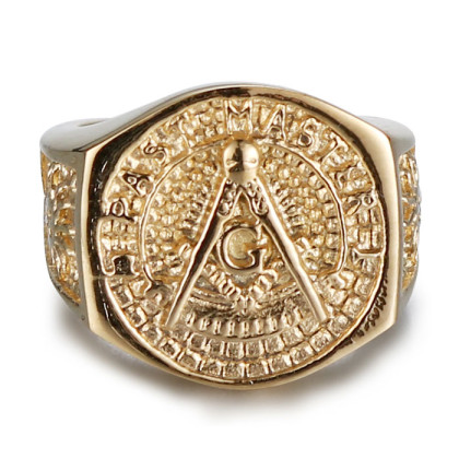 Pečetní prsten z chirurgické oceli se Zednářským znakem WJHZ63