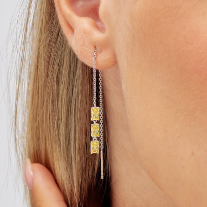 Visací stříbrná náušnice Brosway Fancy Energy Yellow FEY12