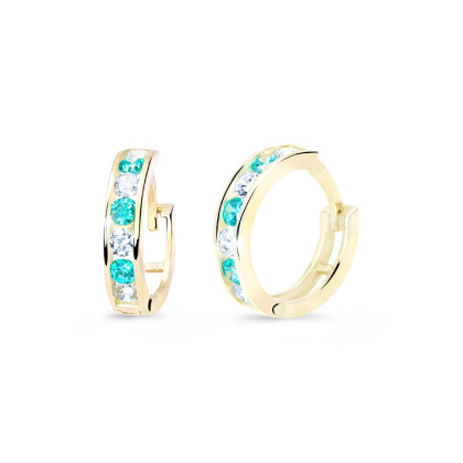 Zlaté dětské náušnice kroužky C3343Z-Mint Green