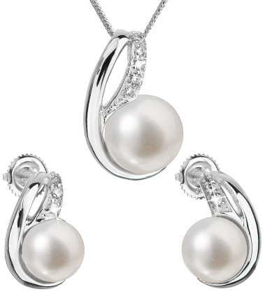Souprava stříbrných šperků s perlami a zirkony 29042.1