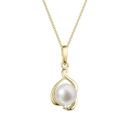 Zlatý náhrdelník s perlou a briliantem 92PB00052