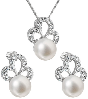 Souprava stříbrných šperků s perlami a zirkony 29010.1