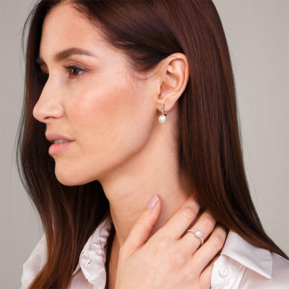 Pozlacené stříbrné náušnice s říčními perlami SK21229GEL