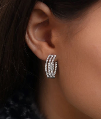 Luxusní dámské stříbrné náušnice se zirkony 305107007