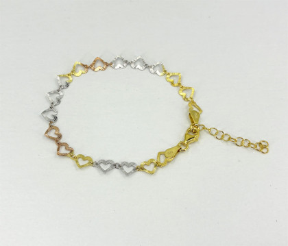 Stříbrný pozlacený náramek srdíčka 3131720001